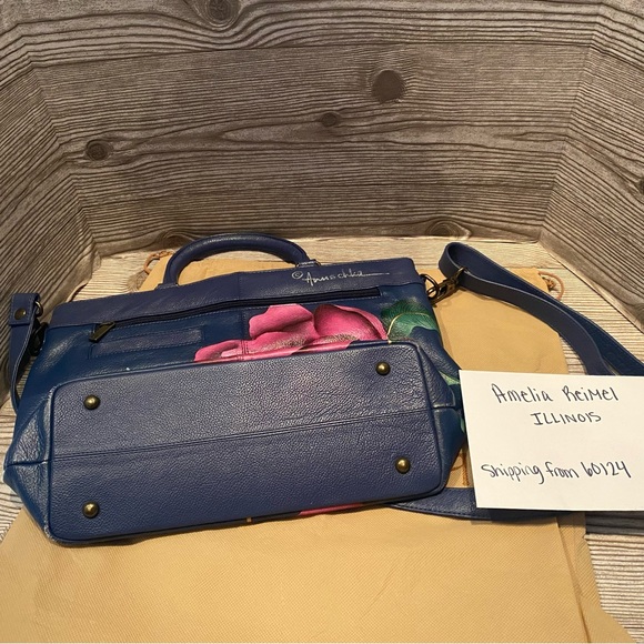 Anuschka Large Crossbody Satchel in Moonlit Peonies with Matching Wallet - Picture 6 of 15